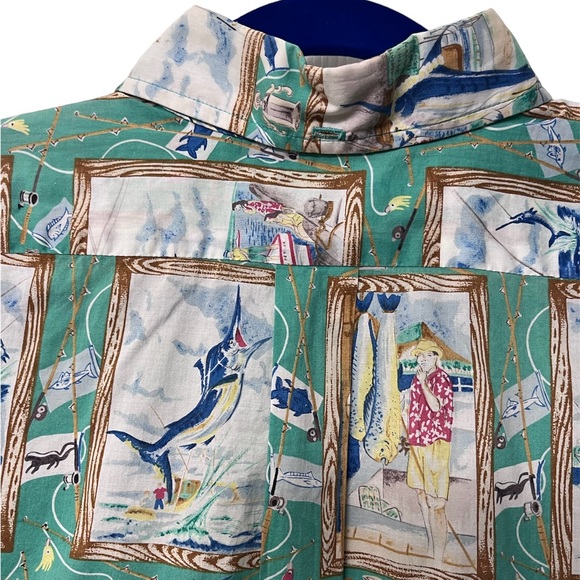 Reyn Spooner Men’s Hawaiian Shirt Large Short Sleeves Pullover Green - Picture 4 of 9